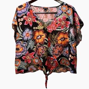 TORRID Challis Dolman Tie Front Crop Top Size 1